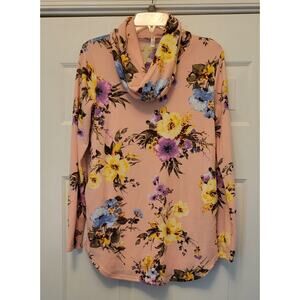 NWOT Red Lolly Women's Pink Floral Long Sleeve Cowl Neck Blouse Size L